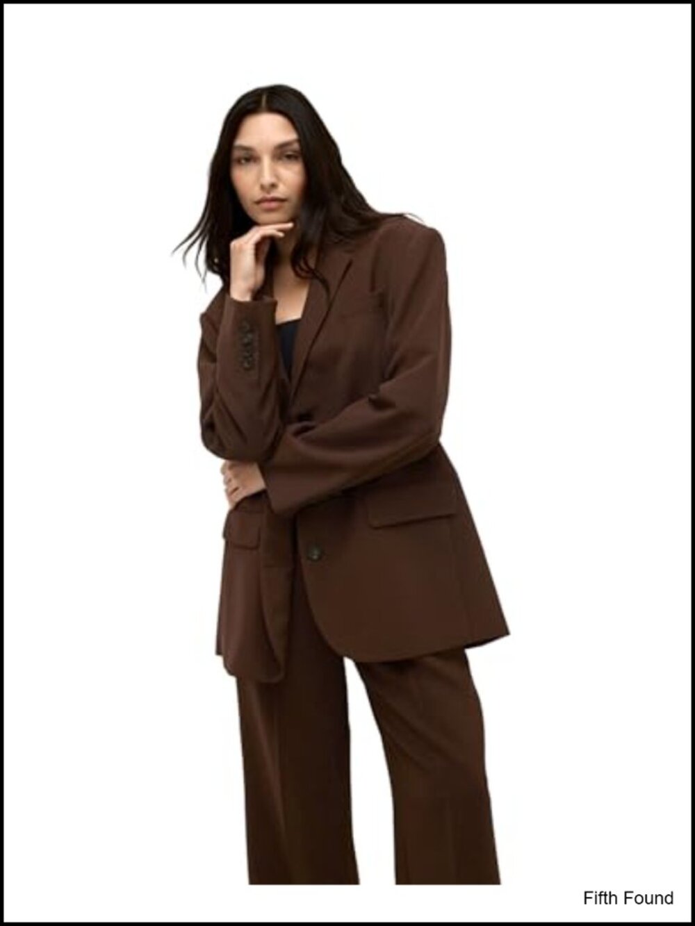 Kenneth Cole Twill Three Button Boyfriend Blazer Long Sleeve Business Casual